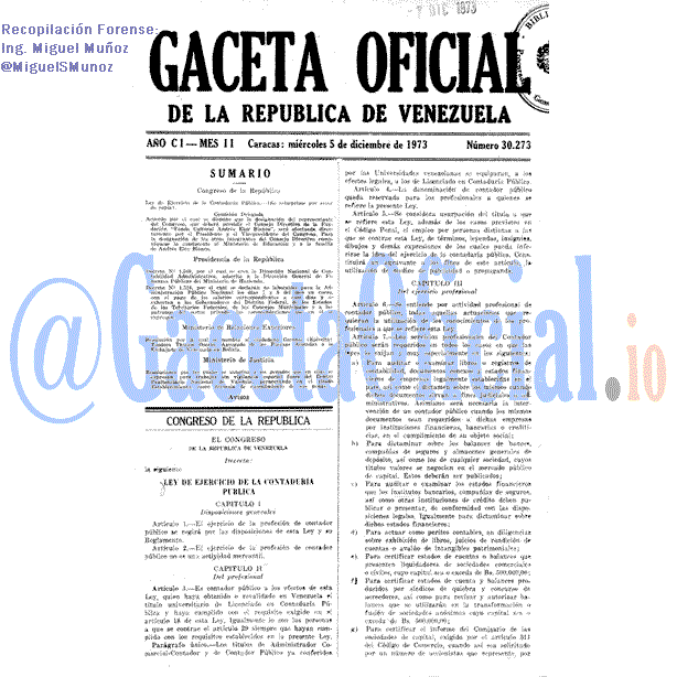 Gaceta Oficial 30273 del 5 Diciembre 1973