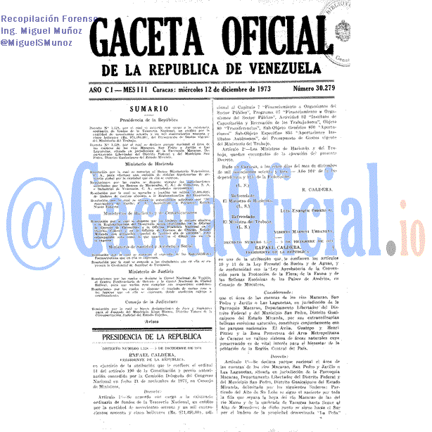 Gaceta Oficial 30279 del 12 Diciembre 1973