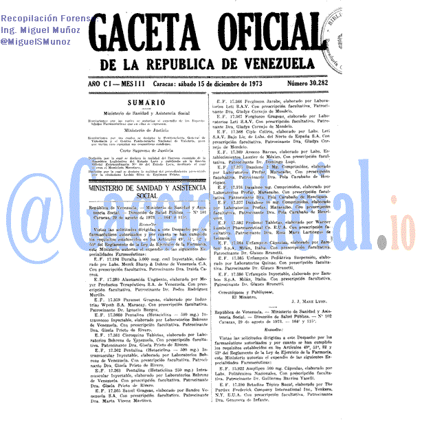 Gaceta Oficial 30282 del 15 Diciembre 1973