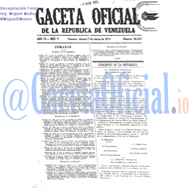 Gaceta Oficial 30341 del 1 Marzo 1974