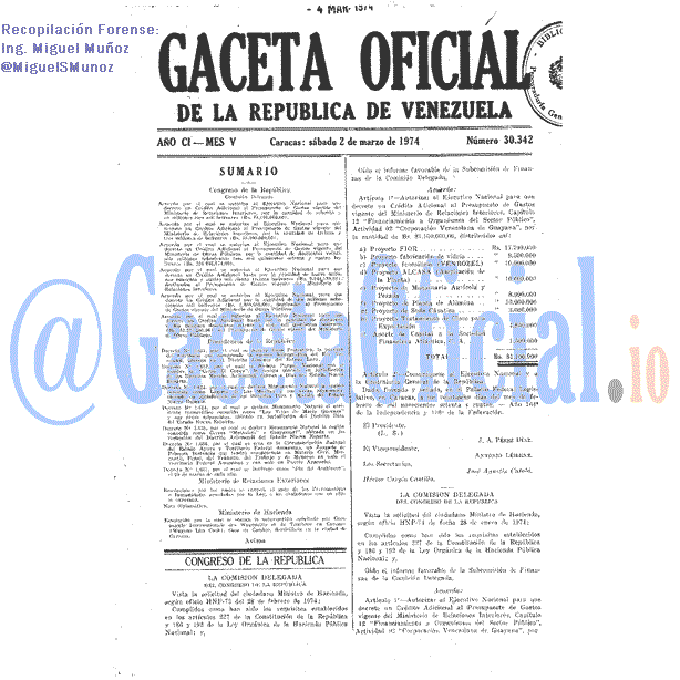 Gaceta Oficial 30342 del 2 Marzo 1974