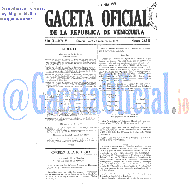 Gaceta Oficial 30344 del 5 Marzo 1974
