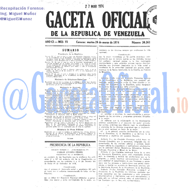 Gaceta Oficial 30361 del 26 Marzo 1974