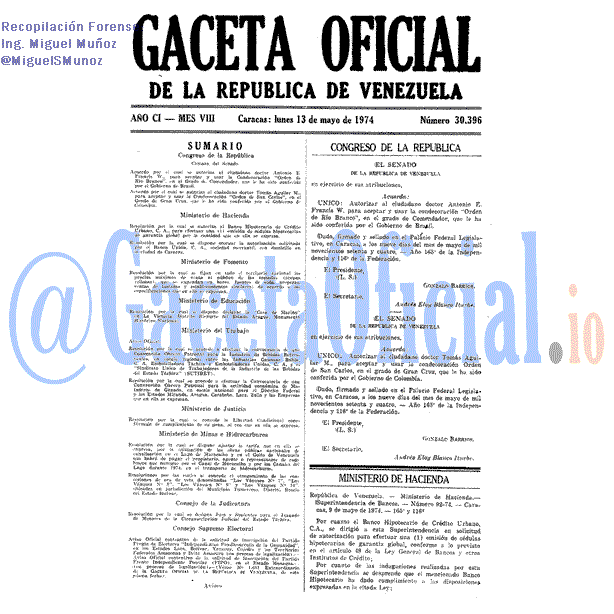 Gaceta Oficial 30396 del 13 Mayo 1974