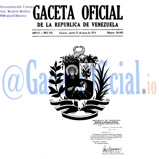 Gaceta Oficial 30403 del 21 Mayo 1974