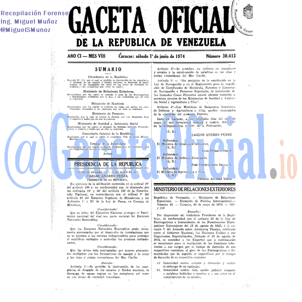 Gaceta Oficial 30413 del 1 Junio 1974