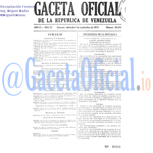 Gaceta Oficial 30491 del 4 Septiembre 1974