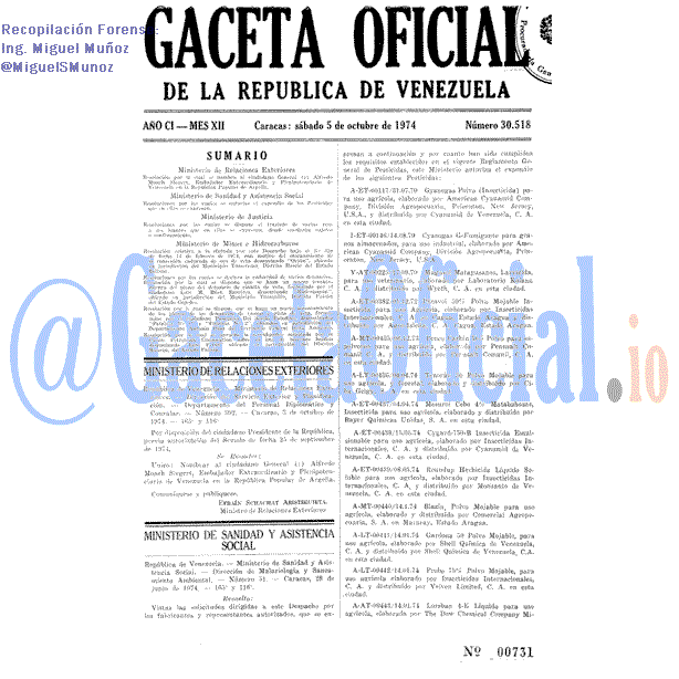 Gaceta Oficial 30518 del 5 Octubre 1974