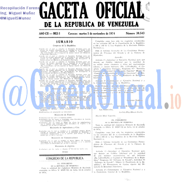 Gaceta Oficial 30543 del 5 Noviembre 1974