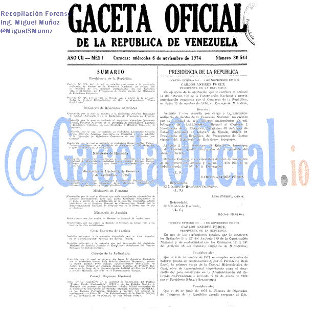 Gaceta Oficial 30544 del 6 Noviembre 1974