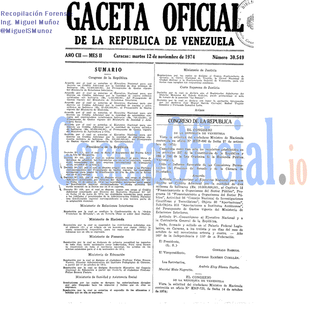 Gaceta Oficial 30549 del 12 Noviembre 1974