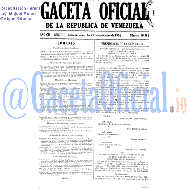 Gaceta Oficial 30562 del 27 Noviembre 1974