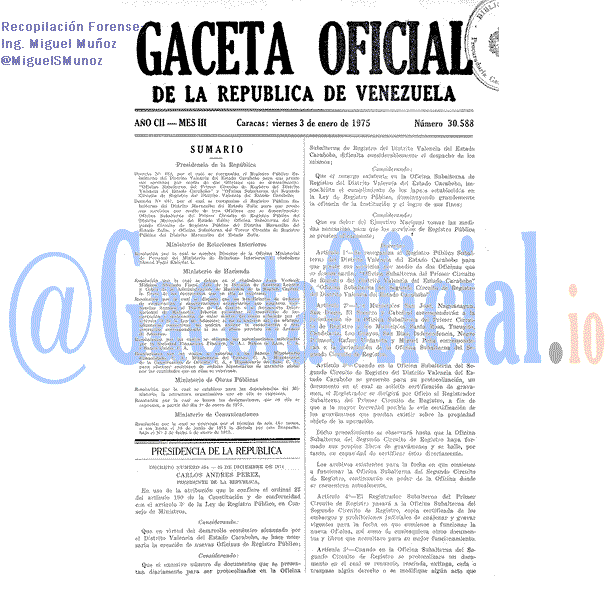 Gaceta Oficial 30588 del 3 Enero 1975