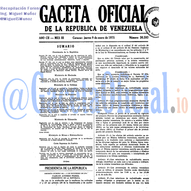 Gaceta Oficial 30593 del 9 Enero 1975