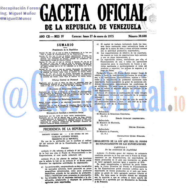 Gaceta Oficial 30608 del 27 Enero 1975
