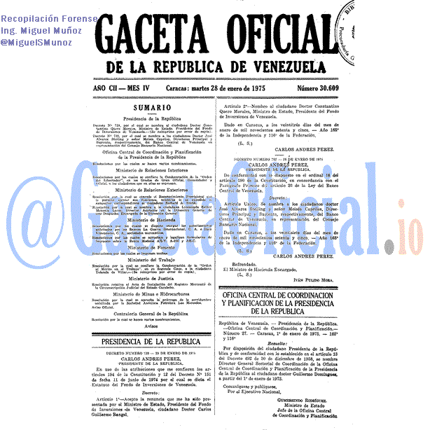 Gaceta Oficial 30609 del 28 Enero 1975