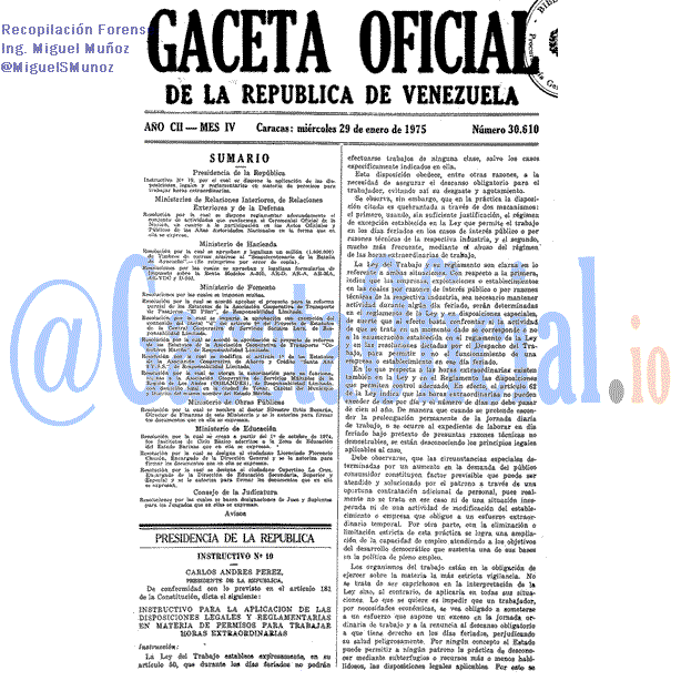 Gaceta Oficial 30610 del 29 Enero 1975