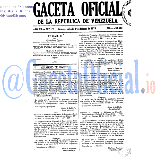 Gaceta Oficial 30613 del 1 Febrero 1975