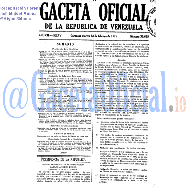 Gaceta Oficial 30625 del 18 Febrero 1975