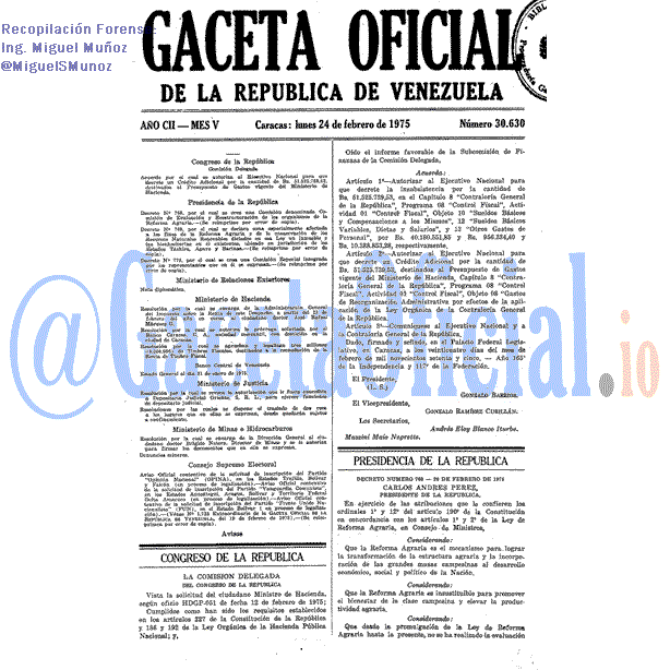 Gaceta Oficial 30630 del 24 Febrero 1975