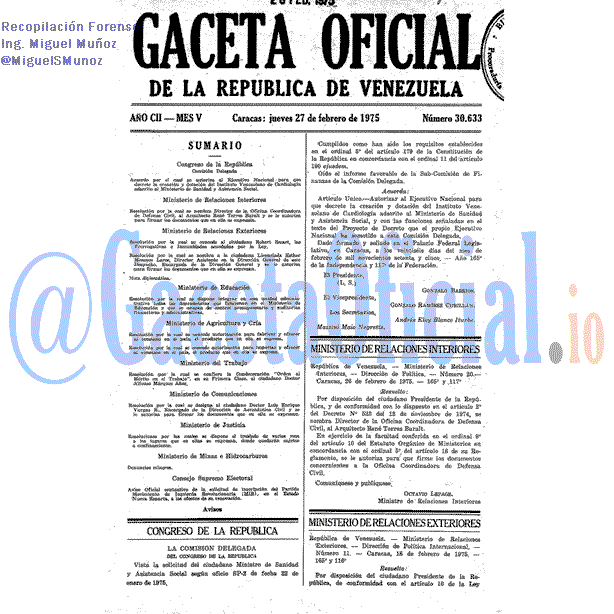Gaceta Oficial 30633 del 27 Febrero 1975