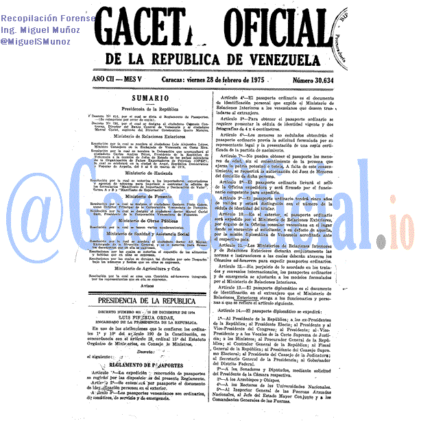 Gaceta Oficial 30634 del 28 Febrero 1975