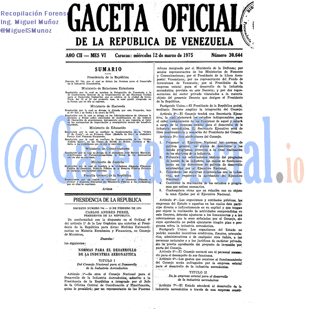 Gaceta Oficial 30644 del 12 Marzo 1975