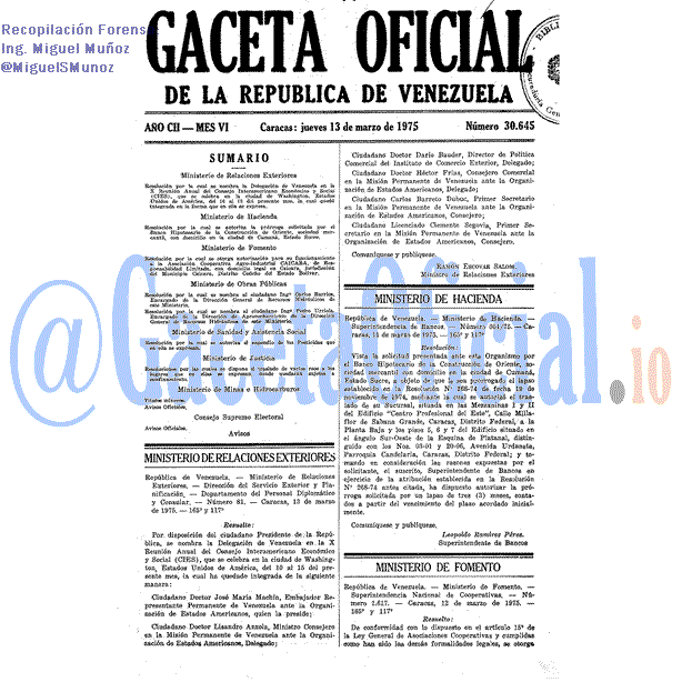 Gaceta Oficial 30645 del 13 Marzo 1975
