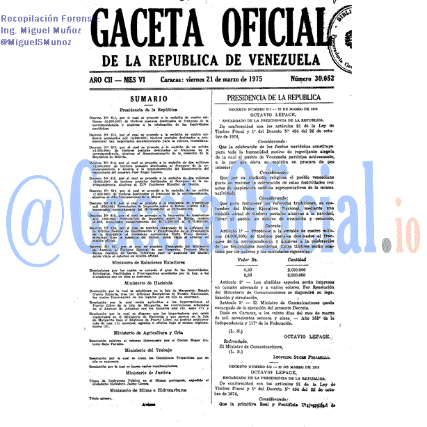 Gaceta Oficial 30652 del 21 Marzo 1975