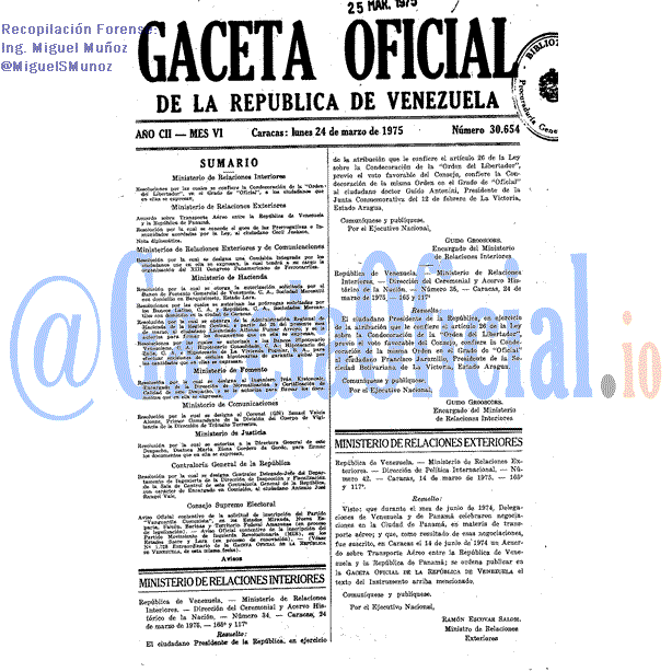Gaceta Oficial 30654 del 24 Marzo 1975