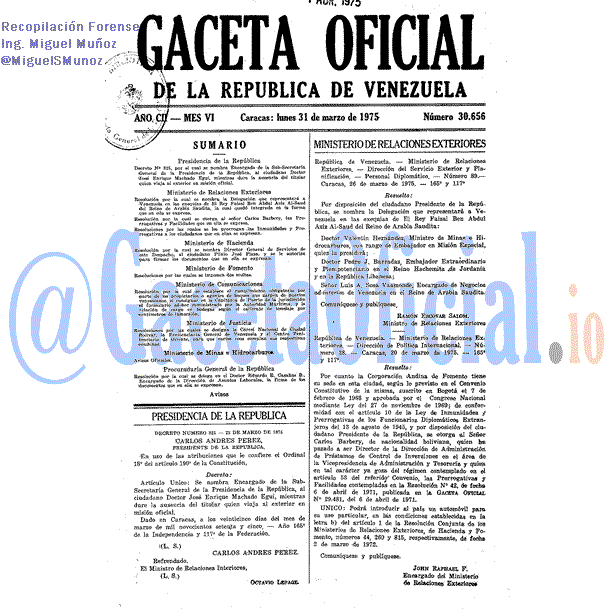 Gaceta Oficial 30656 del 31 Marzo 1975