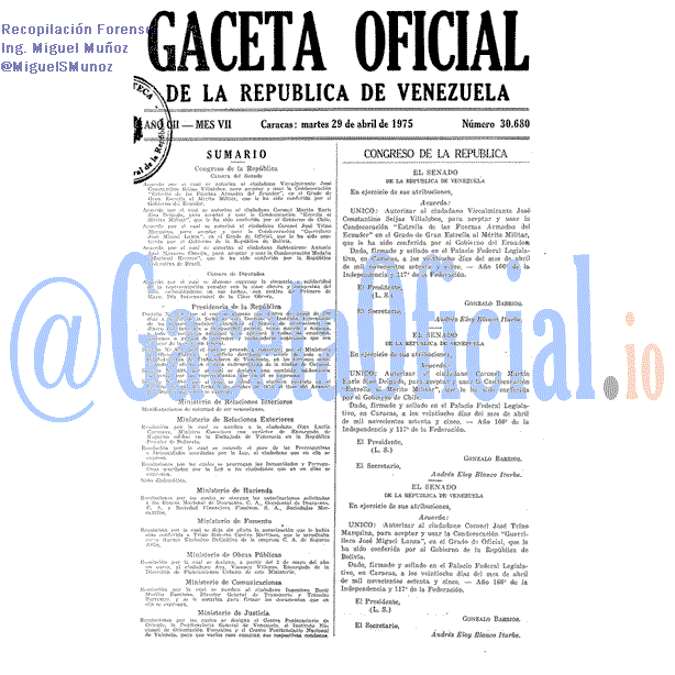 Gaceta Oficial 30680 del 29 Abril 1975