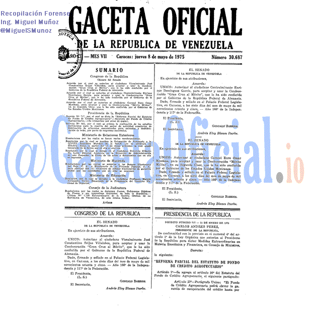 Gaceta Oficial 30687 del 8 Mayo 1975