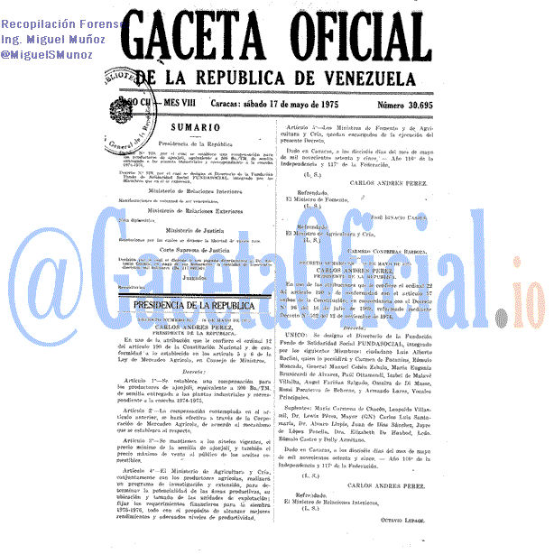 Gaceta Oficial 30695 del 17 Mayo 1975