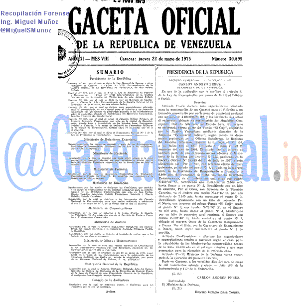 Gaceta Oficial 30699 del 22 Mayo 1975