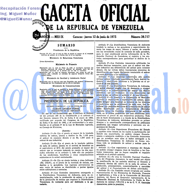 Gaceta Oficial 30717 del 12 Junio 1975