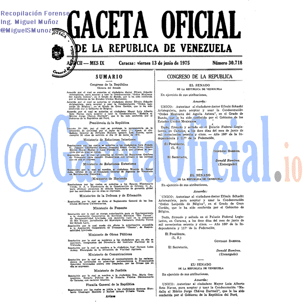 Gaceta Oficial 30718 del 13 Junio 1975