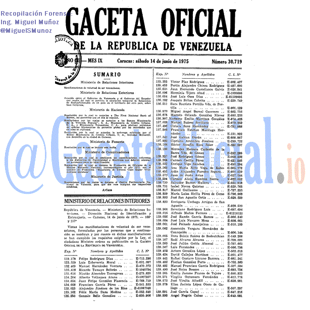 Gaceta Oficial 30719 del 14 Junio 1975
