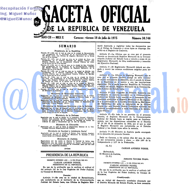 Gaceta Oficial 30746 del 18 Julio 1975