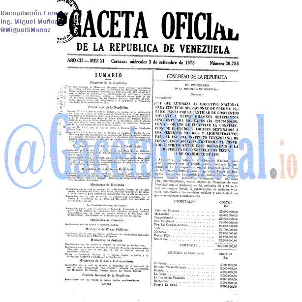 Gaceta Oficial 30785 del 3 Septiembre 1975