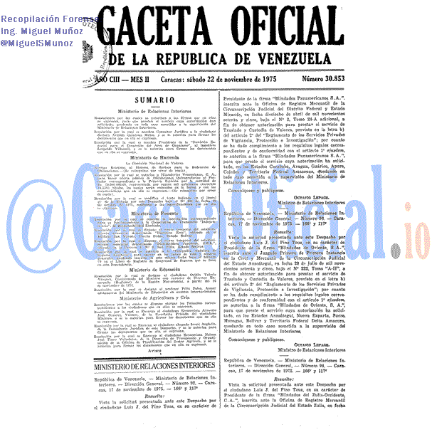 Gaceta Oficial 30853 del 22 Noviembre 1975