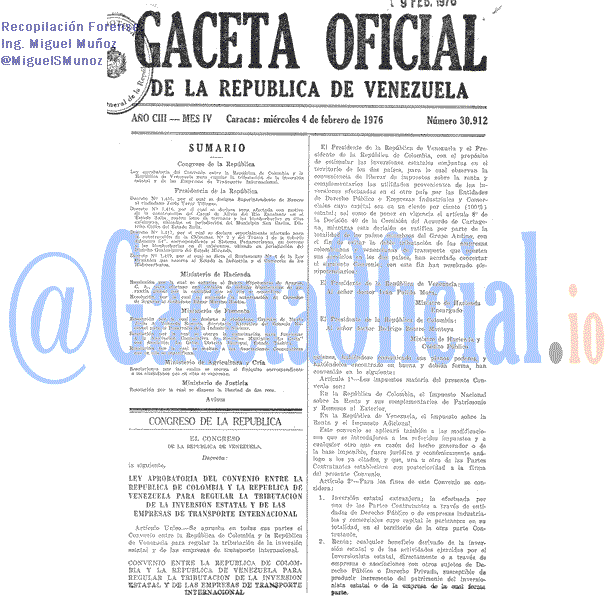 Gaceta Oficial 30912 del 4 Febrero 1976