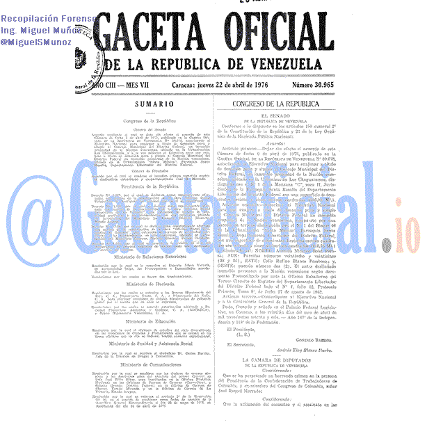Gaceta Oficial 30965 del 22 Abril 1976