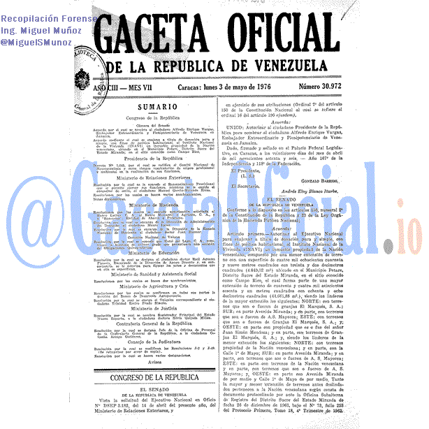 Gaceta Oficial 30972 del 3 Mayo 1976