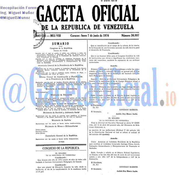 Gaceta Oficial 30997 del 7 Junio 1976