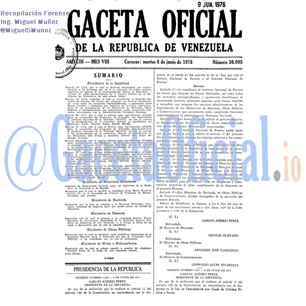 Gaceta Oficial 30998 del 8 Junio 1976