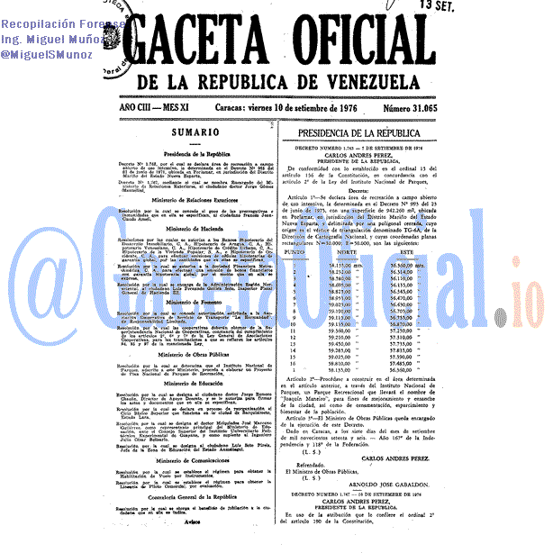 Gaceta Oficial 31065 del 10 Septiembre 1976