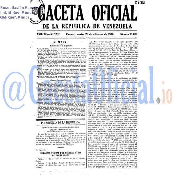 Gaceta Oficial 31077 del 28 Septiembre 1976
