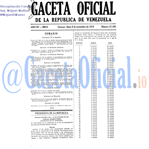 Gaceta Oficial 31105 del 8 Noviembre 1976