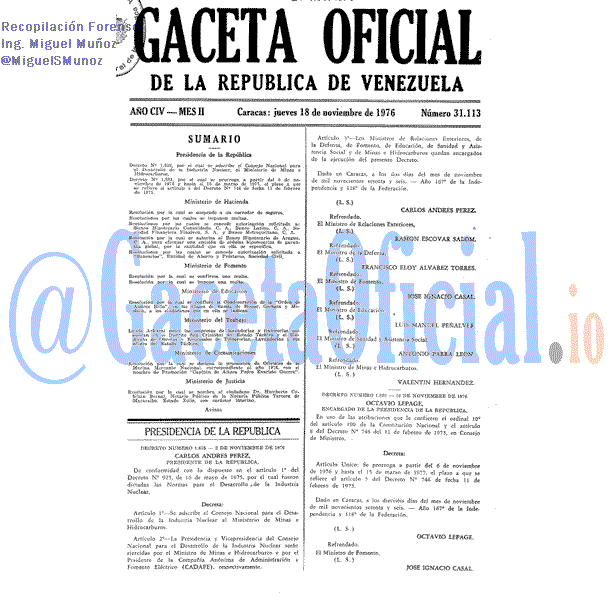 Gaceta Oficial 31113 del 18 Noviembre 1976